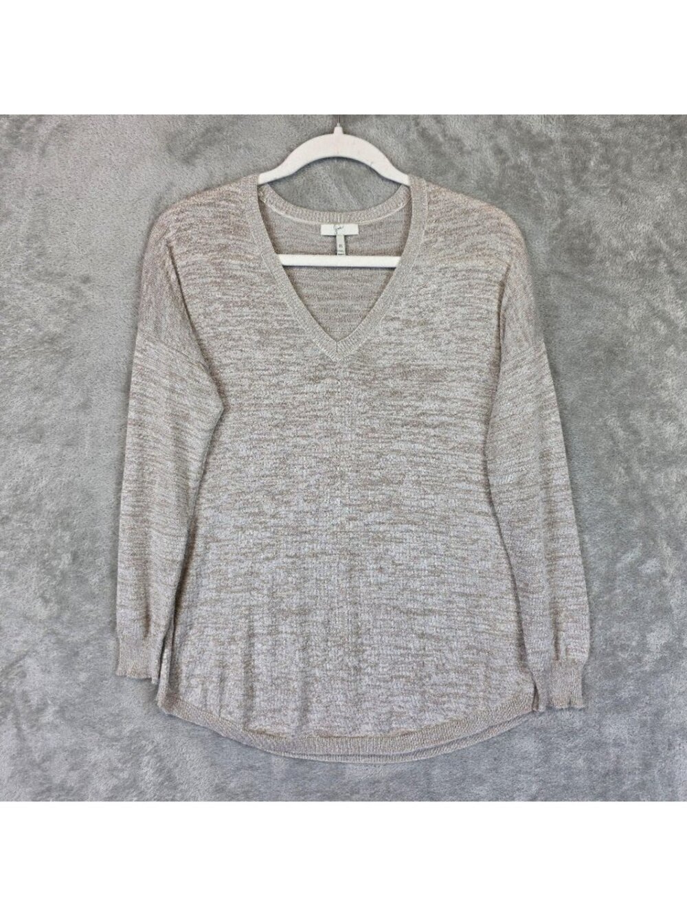 Joie Sweater Womens XS Beige V Neck Long Sleeve Lightweight Knit Tunic Pullover